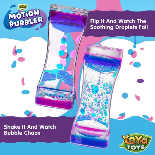 Vista 4 de YoYa Toys Liquimo - Bolígrafo de Burbujas de Movimiento Líquido 1 Paquete - Juguete Sensorial para Niños y Adultos - Temporizador de Burbujas