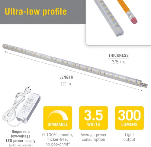 Vista 3 de Armacost Lighting RigidStrip - Kit de difusor de luz LED enlazable de 24 V, 12 pulgadas, 4000 K 321119