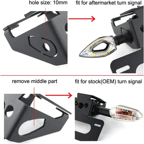 Vista 5 de Soporte de marco de matrícula para matrícula trasera compatible con Kawasaki Z900 2017 2018 2019 2020 2021 2022
