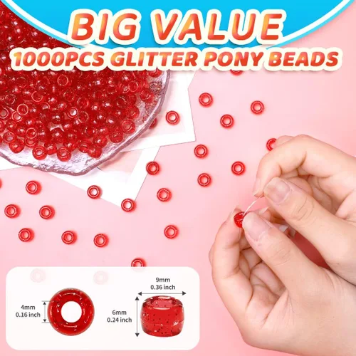 Vista 3 de 200 limpiapipas blancas+1000 cuentas de poni rojas, cuentas de poni, limpiapipas, artes y manualidades, fabricación de joyas.