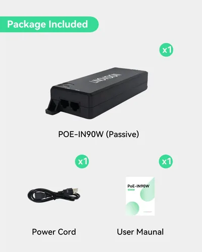 Vista 6 de LINOVISION Inyector pasivo del PoE del gigabit 90W, solo inyector del PoE