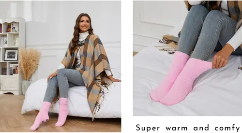 Vista 4 de CHANGGER Calcetines unisex con texto en inglés "If You Can Read This Bring Me Some Fuzzy Funny Saying Crew Socks Christmas Unisex Gift