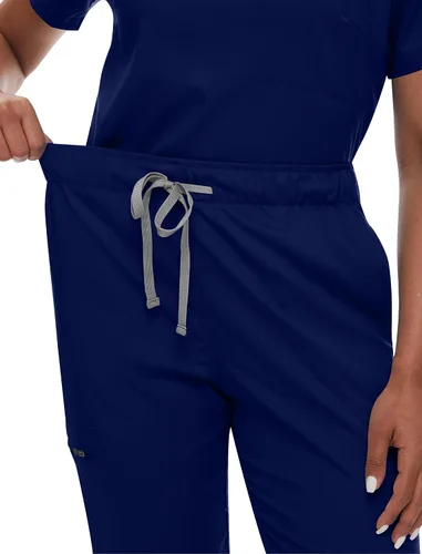 Vista 4 de niaahinn Conjunto de uniforme médico para mujer con cuello en V clásico y pantalones deportivos de yoga, uniforme médico de enfermería