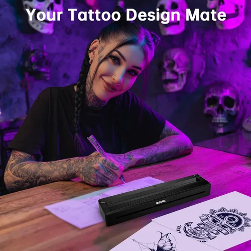 Vista 7 de Máquina impresora de plantillas de tatuajes, impresora portátil de transferencia de tatuajes para artistas del tatuaje y entusiastas, compatible