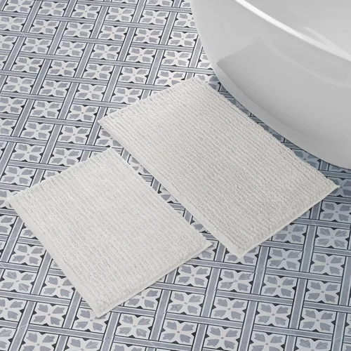 Vista 12 de Laura Ashley - Juego de 2 tapetes de baño de chenilla suave, 20 x 34 pulgadas, color azul