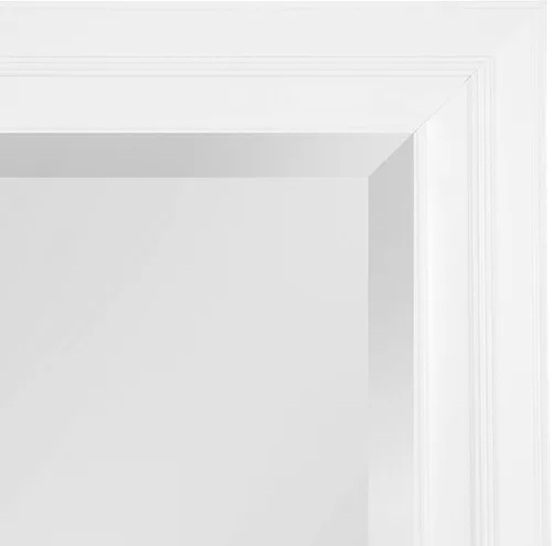 Vista 6 de Kate and Laurel Whitley Espejo de pared tradicional enmarcado; 24 x 34; blanco; espejo de baño rectangular costero con perfil de transición y diseño