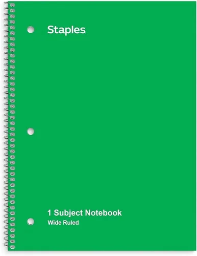 Vista 6 de Staples 1 Subject cuaderno con renglones anchos, 8 pulgadas x 10-1/2 pulgadas, rojo