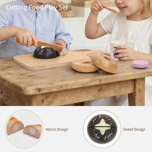Vista 2 de PairPear Comida de madera para la cocina de los niños, juego de simulación