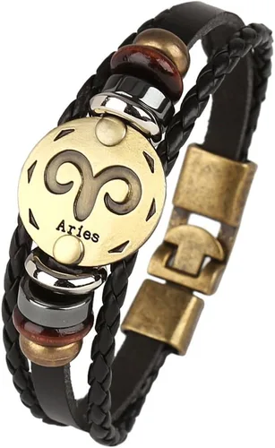 Vista 3 de Hamoery Pulsera de cuero de aleación punk para Constellation trenzada pulsera pulsera brazalete