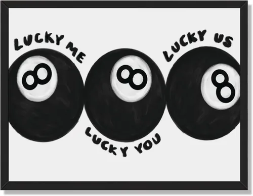 Vista 9 de Lucky Me Lucky You Arte de Pared Impreso Póster Moderno de Bola 8 en Blanco y Negro Decoración de Habitación de Niño Imagen Inspirada en Billar