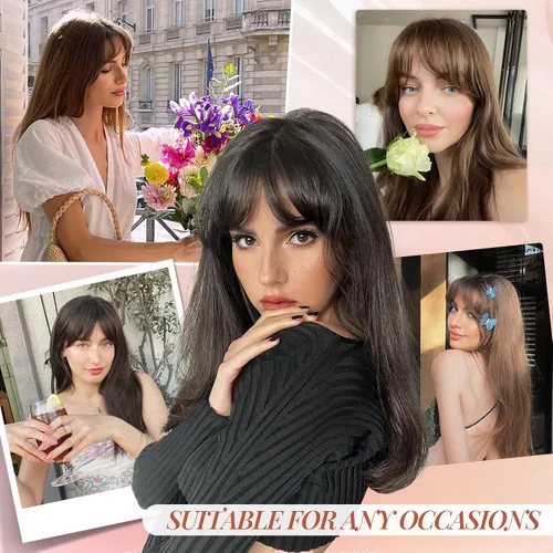 Vista 7 de Flequillo con clip, 100% cabello humano real, 3 clips de seguridad, flequillo francés, flequillo falso natural y sin costuras para mujer, rubio