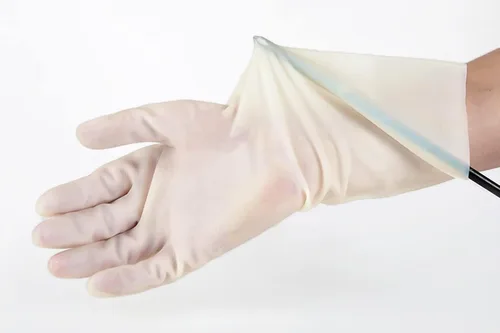 Vista 3 de Guantes de limpieza para lavavajillas y cocina, de goma reutilizables, 1 par, color blanco, talla M
