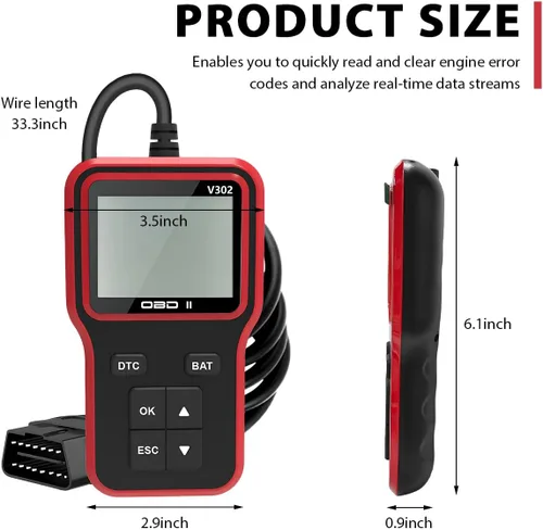 Vista 2 de Escáner OBD2 con probador de batería, herramienta de diagnóstico de automóvil para verificar la luz del motor y limpiar códigos de error, lector