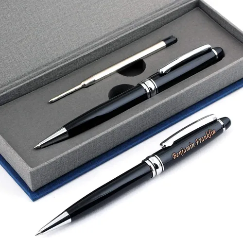 Vista 9 de Grabado gratuito – Bolígrafo de rodillo personalizado, bolígrafo de bola, bolígrafos recargables, lápiz retráctil de recarga mediana, tinta negra