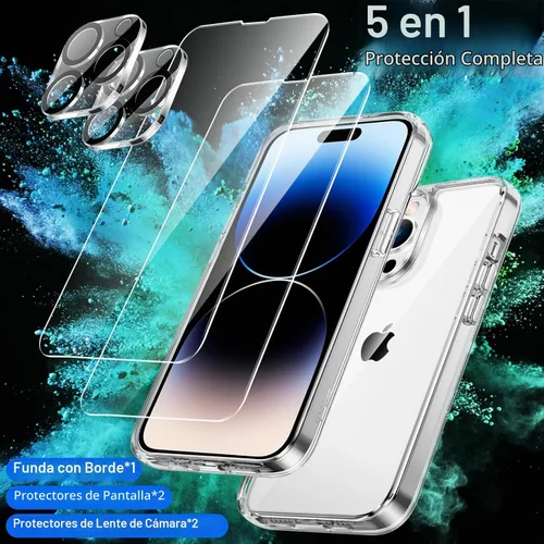 Vista 2 de JETech Funda 5 en 1 para iPhone 14 Pro, antiamarilleo, transparente