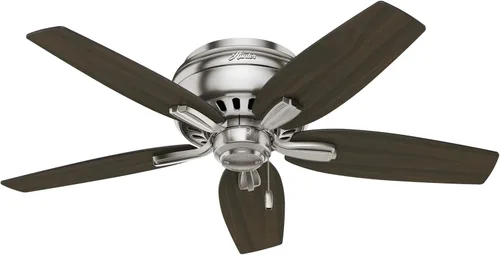Vista 10 de Hunter Fan Company, 51082 Newsome Ventilador de techo de perfil bajo de níquel cepillado de 42 pulgadas con kit de luz LED y cadena de tracción
