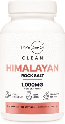 Vista 8 de Type Zero Cápsulas de sal de roca del Himalaya (120 cápsulas) (1000 mg por porción)