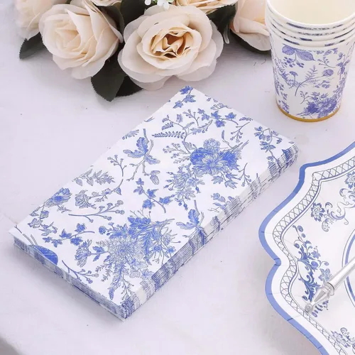Vista 18 de Efavormart - Paquete de 20 servilletas de papel con estampado de hojas de eucalipto verde con una textura suave de 2 capas absorbente para bodas