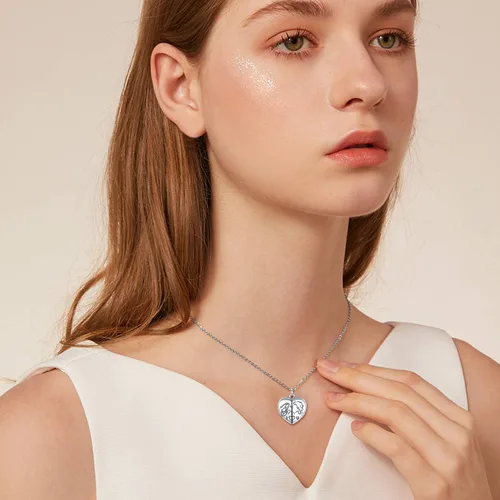 Vista 4 de Collar de plata esterlina 925 con medallón de corazón que mantiene fotos para siempre en tu corazón medallón collar medallón para mujeres y niñas