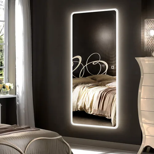 Vista 9 de H&A Espejos LED de baño, espejos de longitud completa de 65 x 24 pulgadas para pared, espejo rectangular moderno para colgar en la pared, vertical u