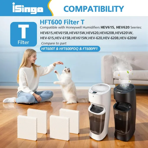 Vista 3 de iSingo Humidificador que absorbe el filtro T HFT600 HFT600 para humidificador Honeywell Hev615 Hev620, compatible con Honeywell HFT600 Filtro