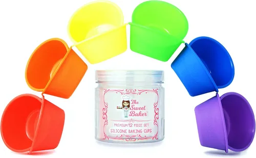Vista 9 de Tazas profesionales de silicona jumbo para hornear Juego de 12 piezas Moldes reutilizables para magdalenas Sin BPA