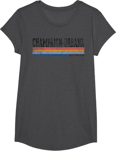 Vista 50 de clásico 1980s estilo champaign-urbana Illinois T Shirt, hombre 2XL, Blanco