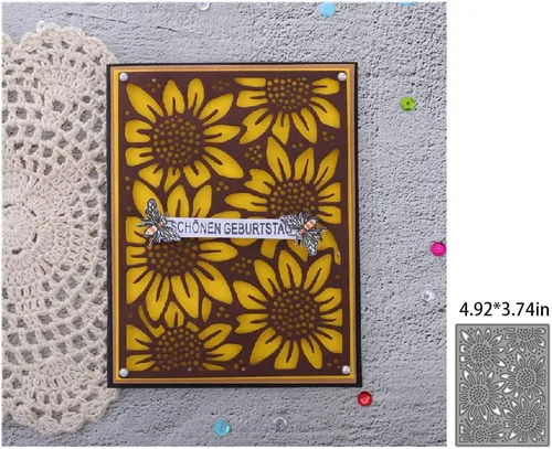 Vista 3 de COMFEELING Troqueles de metal con diseño de girasol para hacer tarjetas, plantilla de marco para manualidades, álbum de fotos, álbum de recortes