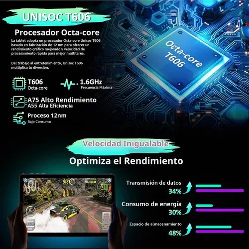 Vista 4 de POWMUS Tablet Android, tableta Android 15 de 11 pulgadas, tabletas con pantalla FHD 2K, 36 GB de RAM (12+24) y 256 GB de ROM, expansión de 1 TB
