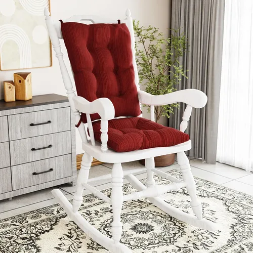 Vista 24 de Klear Vu The Gripper - Juego de cojines antideslizantes para silla mecedora con acolchado grueso, incluye almohadilla de asiento y almohada