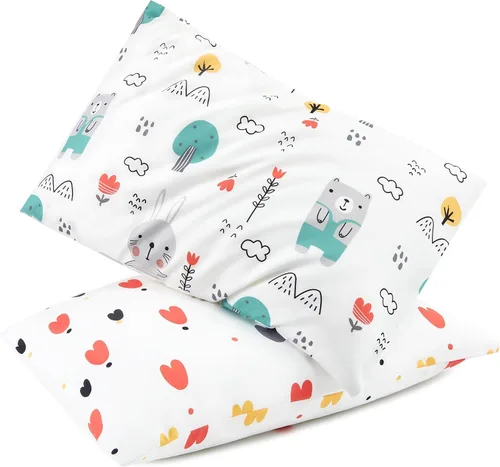 Vista 20 de TILLYOU Paquete de 2 fundas de almohada para niños pequeños con cierre de sobre, 13" x 18" de microfibra sedosa y suave, fundas de almohada de viaje