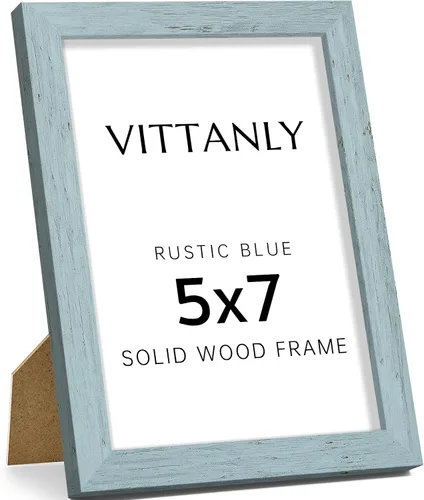 Vista 98 de Vittanly - Marco de fotos de 4 x 6 pulgadas de madera maciza con plexiglás, incluye paspartú de 3,5 x 5, para colgar en la pared o poner sobre una