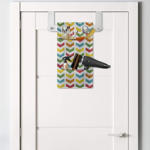Vista 2 de Ambesonne Organizador de bolsillo colgante con flechas, ilustración de flechas repetitivas coloridas que apuntan hacia abajo sobre un fondo liso