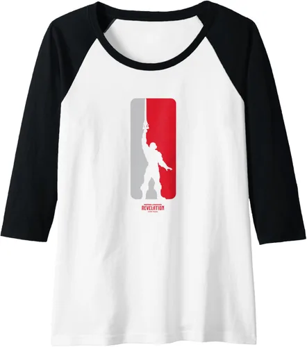 Vista 3 de MOTU - Camiseta de béisbol raglán con logotipo de silueta He-Man, Negro