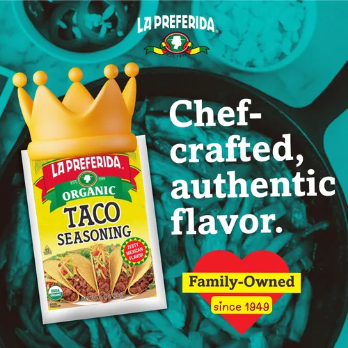Vista 3 de La Preferida Condimento orgánico para tacos (mezcla de especias mexicanas hecha a mano por el chef) comino, pimentón, ajo – Certificado USDA, sin