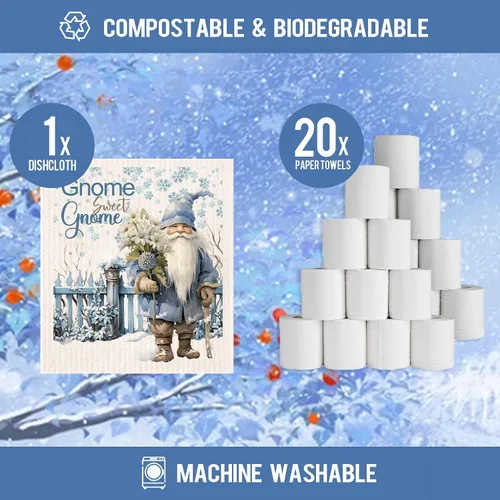 Vista 2 de Paños de cocina suecos reutilizables, absorbentes, toallas de mano para cocina, paños de limpieza de secado rápido, paño de esponja de celulosa Azul
