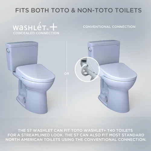 Vista 2 de TOTO® WASHLET®+ S7 - Asiento electrónico de inodoro con bidé con limpieza de varilla EWATER+® y taza clásica, alargado, color blanco algodón