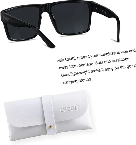 Vista 2 de LYZOIT Square Sunglasses for Men Women Polarized Oversized Big UV Protection Rectangle Shades