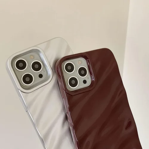 Vista 4 de Funda de teléfono con patrón de ondas de agua compatible con iPhone 14 Plus/15 Plus, bonita funda de lujo con forma de onda para mujeres y hombres