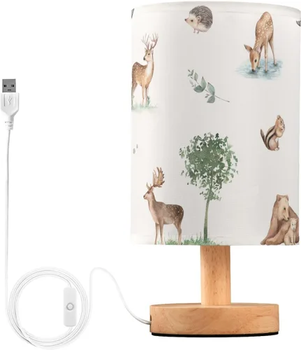 Vista 23 de Bedside Table Lamp Cute Highland Cow Animal Nightstand Lamp with Wood Desk Lamps for Bedroom Living Room Nursery Office Home Decor