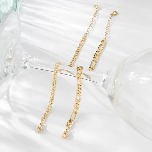 Vista 3 de ABDOT Pulseras delicadas de oro para mujer, pulseras chapadas en oro de 14 quilates para mujer, juegos de pulseras apilables de oro, pulseras