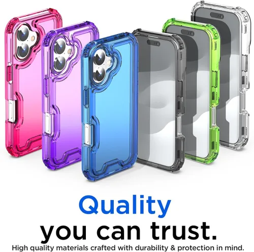 Vista 7 de AICase para iPhone 17 Transparente, Resistente Duradera de 3 Capas de Cristal Transparente [No amarillea]