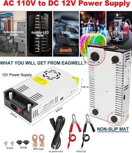 Vista 7 de EAGWELL Convertidor de 110 V a 12 V, convertidor universal SMPS de CA a CC, adaptador de transformador de fuente de alimentación conmutada para RV