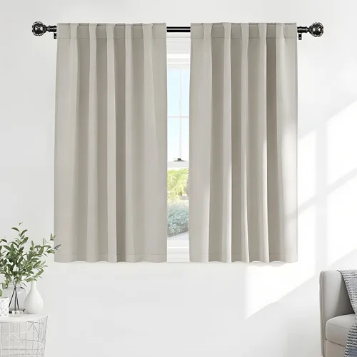 Vista 32 de PONY DANCE Cortinas cortas con aislamiento térmico para ventana pequeña, para guardería, baño, cocina, lavandería, caravana, sótano, 29 pulgadas