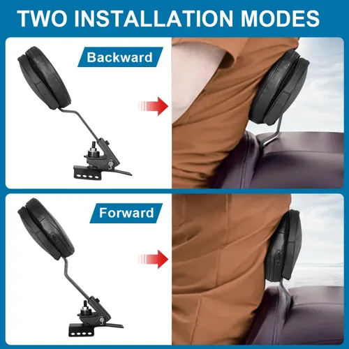 Vista 7 de Respaldo ajustable para conductor con barra de pasajero desmontable y almohadilla personalizada compatible con modelos Harley Touring de 1997-2024