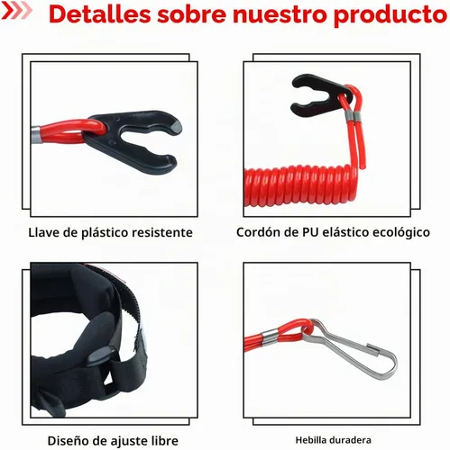 Vista 2 de Cordón de interruptor de parada de motor de barco marino para Jet Ski, correa de muñeca de repuesto 6E9-82575-00 para Yamaha Outboard Mercury