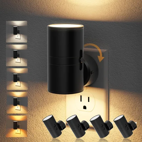 Vista 16 de JandCase - Luz nocturna enchufable, luz nocturna giratoria con 3 colores, regulable