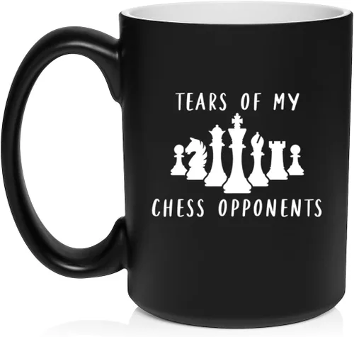 Vista 26 de Daylor Taza de café de cerámica con diseño de los oponentes de las lágrimas de mi ajedrez, regalo para ella, él, amigo, compañero de trabajo