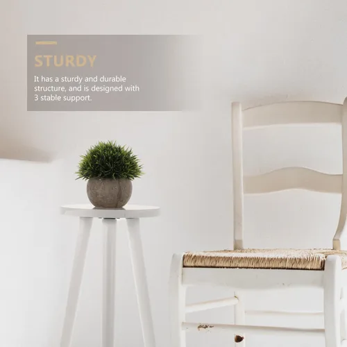 Vista 7 de Soporte de madera para plantas de 17.12 pulgadas, soporte para macetas con soporte estable de 3 puntos, exhibición de jardín para interiores