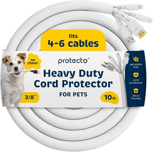 Vista 18 de PROTECTO Protector de Cables Resistente para Perros y Gatos, Funda Larga de 10 Pies, Cubierta de Cable de 1/2 Pulgada Fácil de Usar para Mascotas